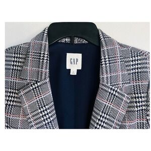 GAP Women's Plaid Blazer Size 0 Single Button Houndstooth Classic Academic